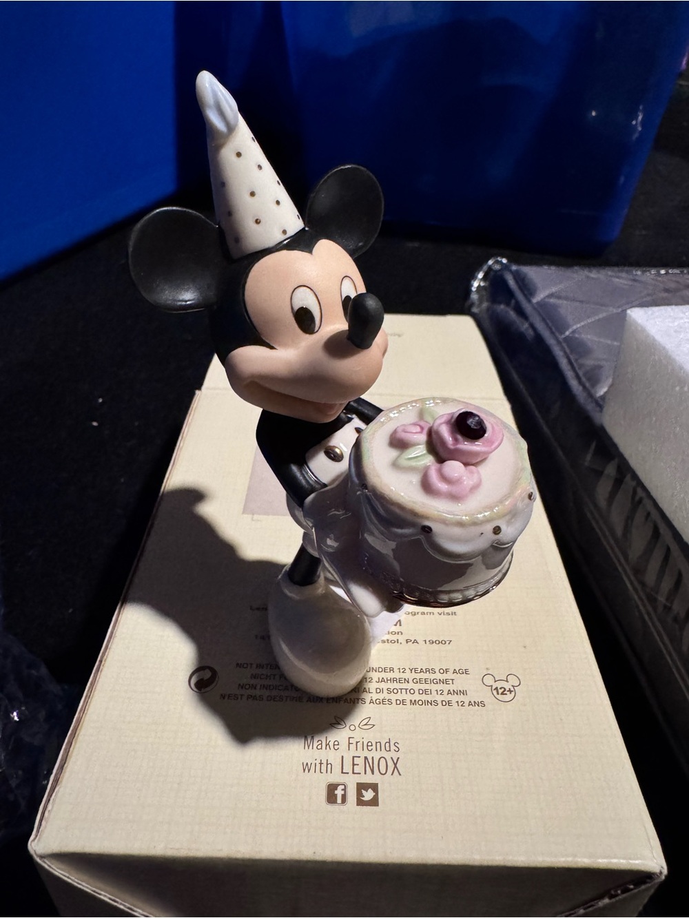 Lenox Black and Pink Mickey Mouse JULY Ruby birthday cake  Figurine